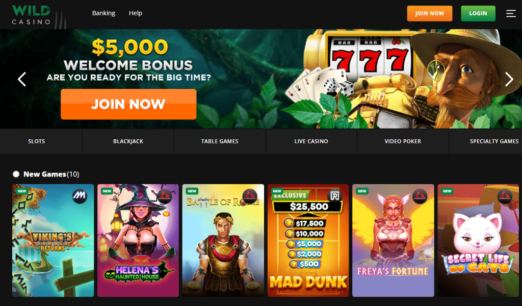 Wild Casino - Pay n play casino met groot spelaanbod en interessante pay n play bonus