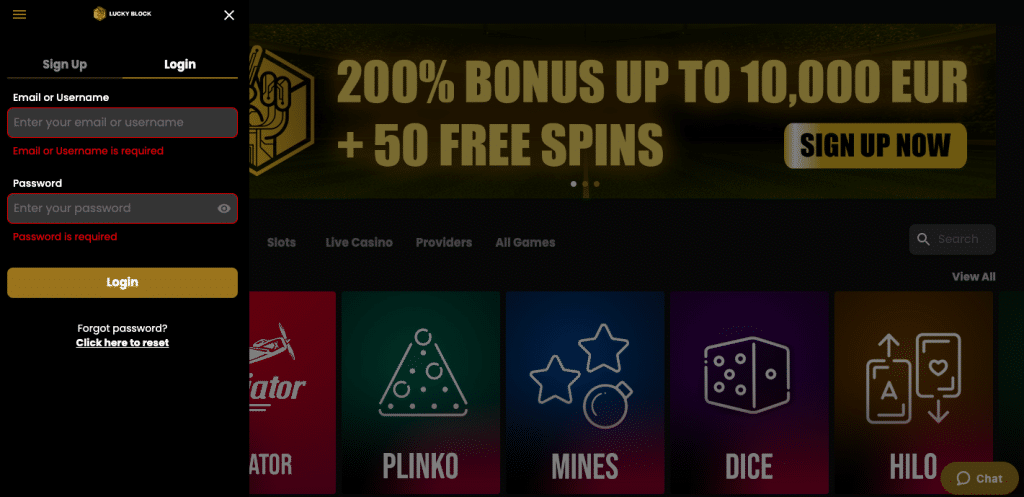 Website Lucky Block Casino